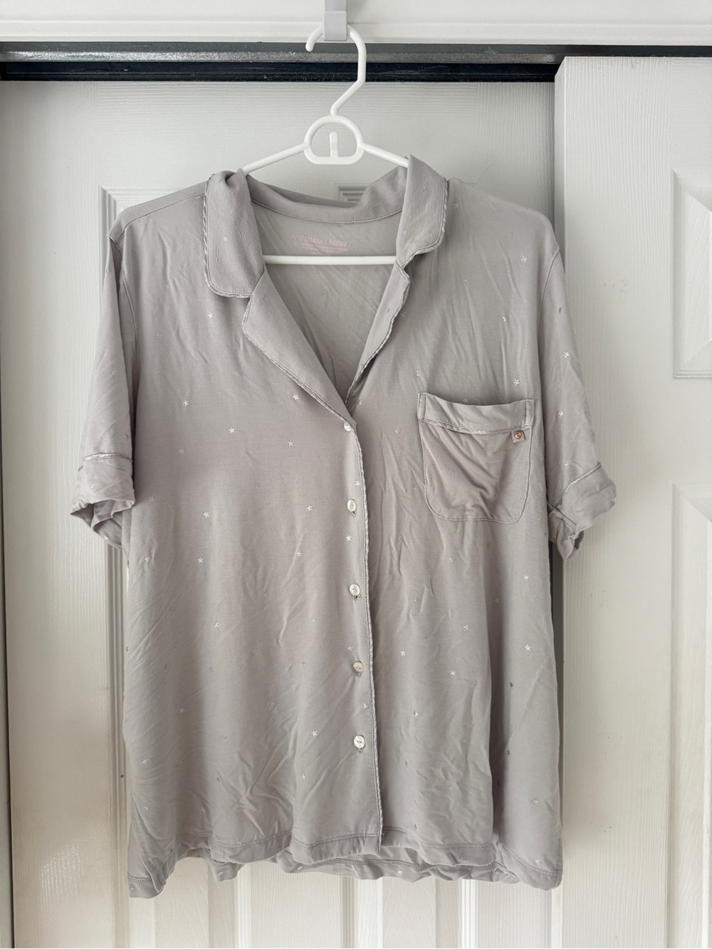 Victoria Secret Light Gray Stars Short Pajama Set